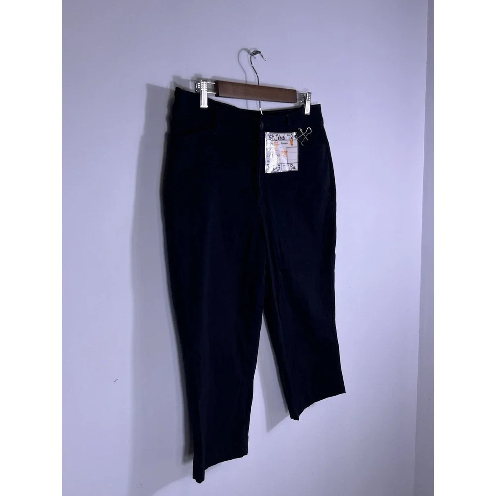 St. Johns Bay Capri Pants Womens 12 Black Classic Casual Stretch Mid-Rise 33x18